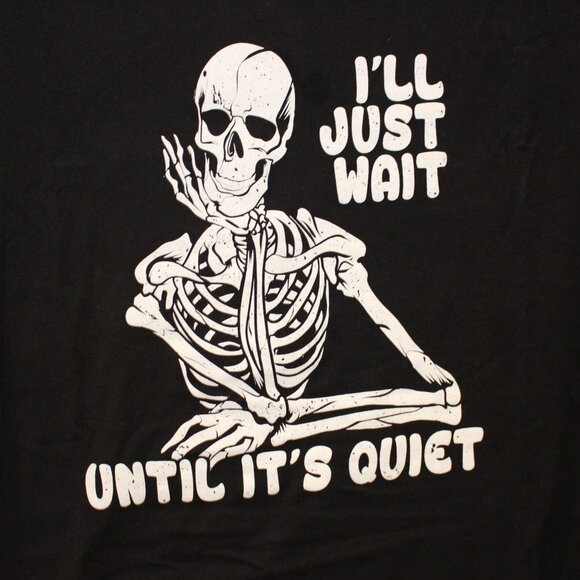 Hanes Nano-T Skeleton Graphic Tee 2XL Black Cotton Ill Just Wait Until Its Quiet - Picture 2 of 7
